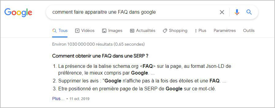 faq dans google