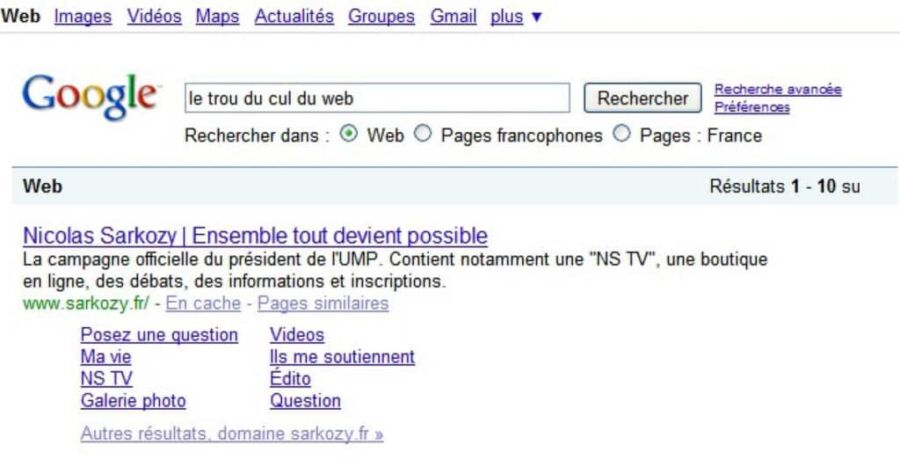 google bombin sarkozi